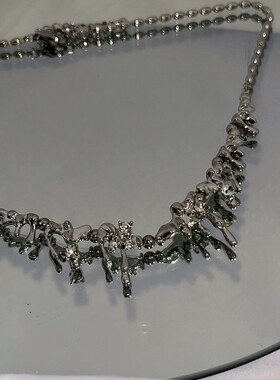 不锈钢液态金属水滴熔岩系列锁骨链女 ins小众设计嘻哈个性锁骨链