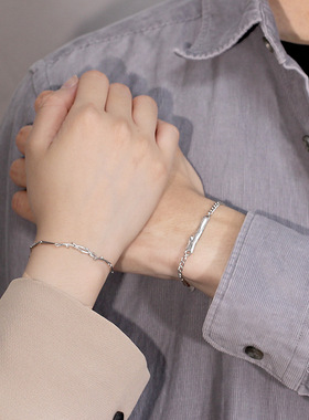 原创情侣手链女纯银ins韩版小众设计手镯简情人节礼物手饰