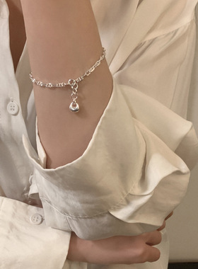 韩国s925纯银猪鼻子手链女冷淡风小众简约百搭手串时尚高级感手饰