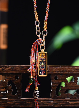 新中式手工编织项链绳项链手绘唐卡复古佛牌本命年挂坠牌毛衣链