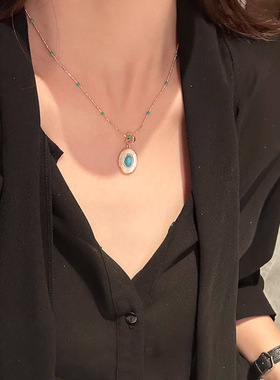 绿松石水晶珍珠项链女叠戴气质优雅施家米珠通勤