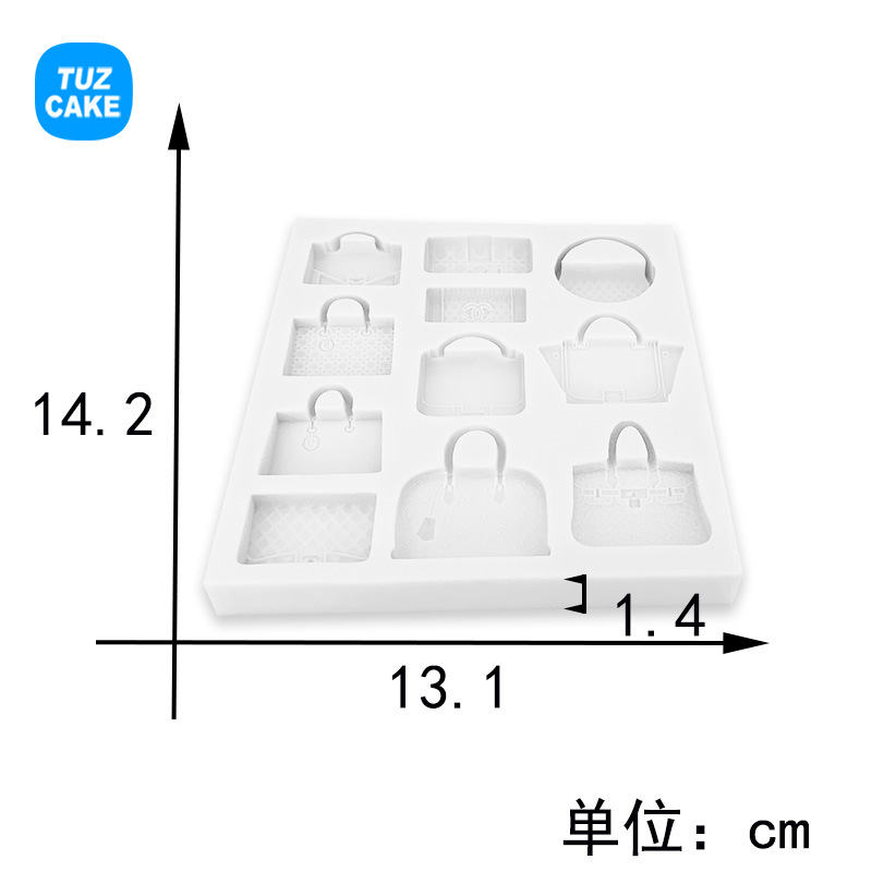 名牌包包硅胶模具大牌奢侈品女神女包巧克力翻糖烘焙工具蛋糕模具