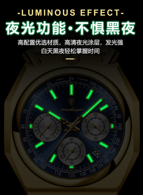 瑞士品牌新款防水时尚男士手表多功能石英表Men's quartz watch