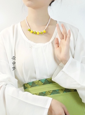 小柠檬  璎珞项链镀彩贝珠仿珍珠汉服配饰原创旗袍项链云中梦长歌