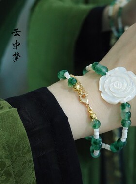 新中式玫瑰蝶贝旗袍项链