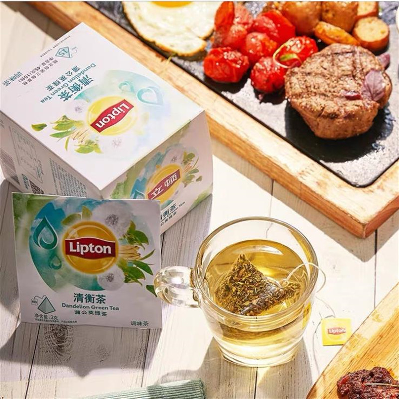 Lipton立顿 清衡茶蒲公英绿茶独立便携茶包花草茶 袋泡茶包3g*7包