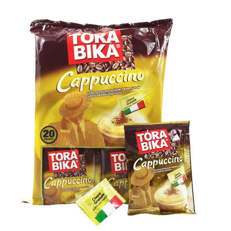 俄罗斯进口印尼TORABIKA速溶咖啡意式卡布奇诺三合一500g20袋 - 图0