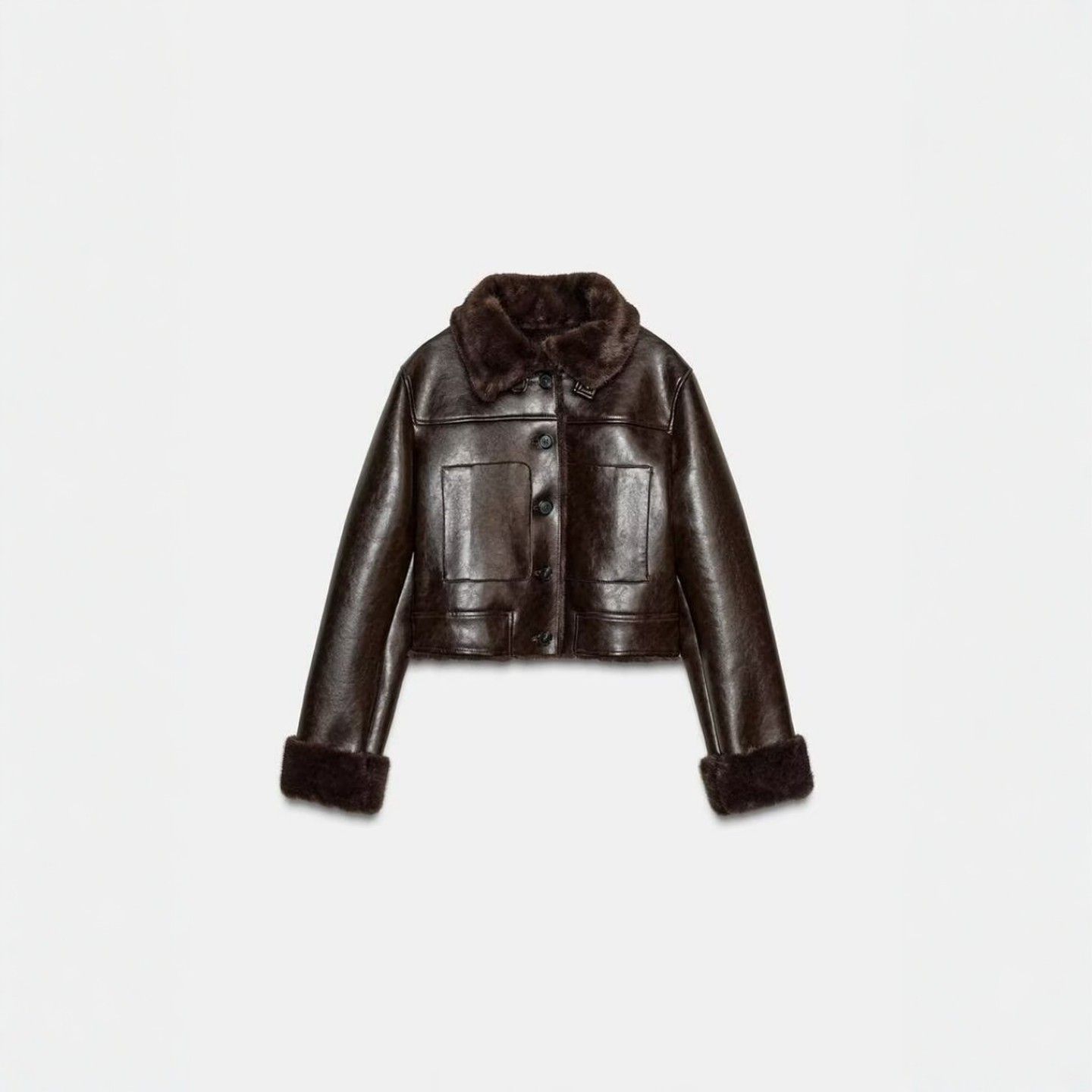 ZA外贸出口女装新款老爹风毛领双面人造皮草效果夹克外套4341845,淘宝优惠券,粉丝福利购,淘宝优惠卷