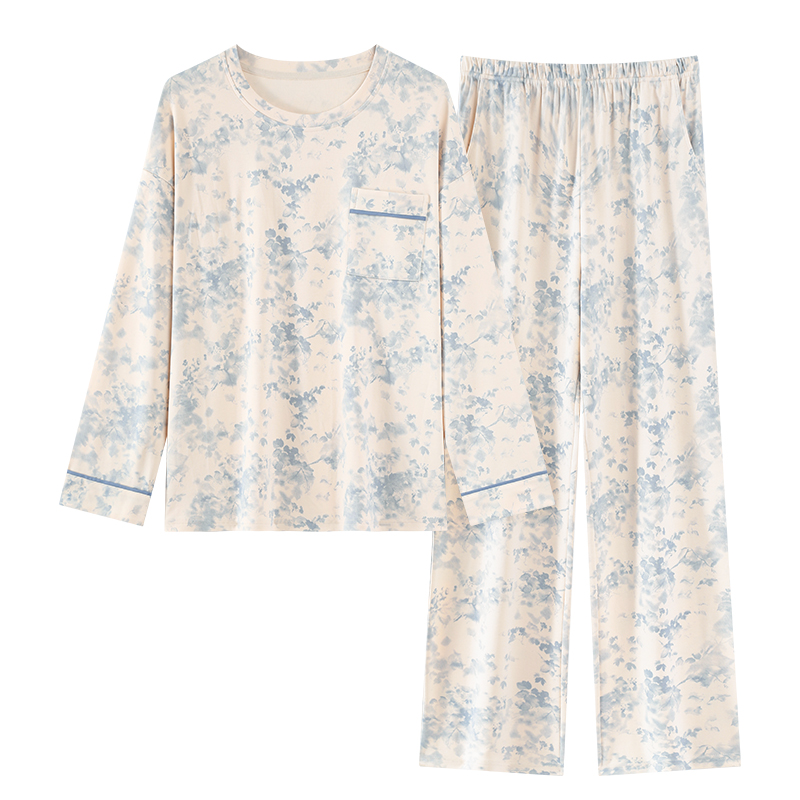 纯棉睡衣女款春秋款长袖套装2025新款新中式国风可外穿家居服套装 - 图3