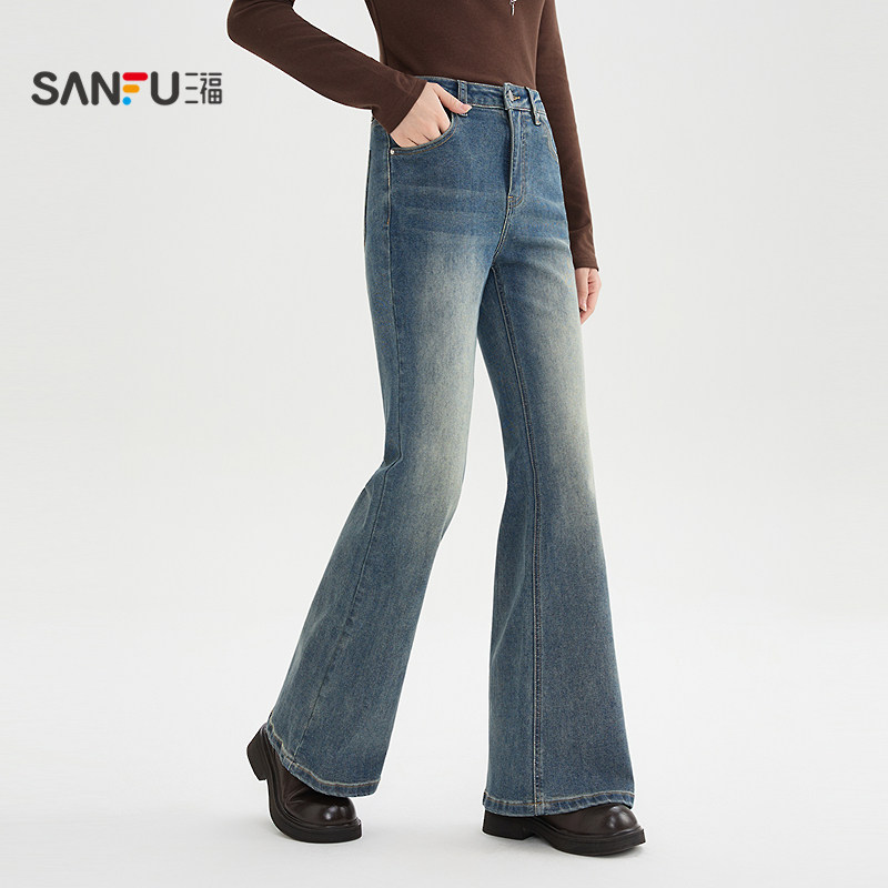三福牛仔裤2026春季复古喇叭裤脚时尚休闲长裤裤子女装515782,淘宝优惠券,粉丝福利购,淘宝优惠卷