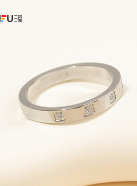 三福休闲弧面维度戒指单只 时尚小众设计感首饰配饰指环852301