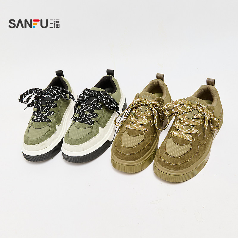 三福男低帮板鞋冬季潮酷街头宽鞋带厚底撞色面包鞋男鞋849586,淘宝优惠券,粉丝福利购,淘宝优惠卷