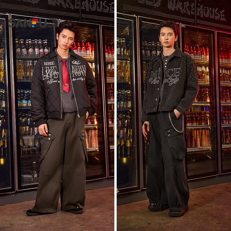 三福2026春季男士大工装口袋休闲裤 街头宽松阔腿裤子515972,淘宝优惠券,粉丝福利购,淘宝优惠卷