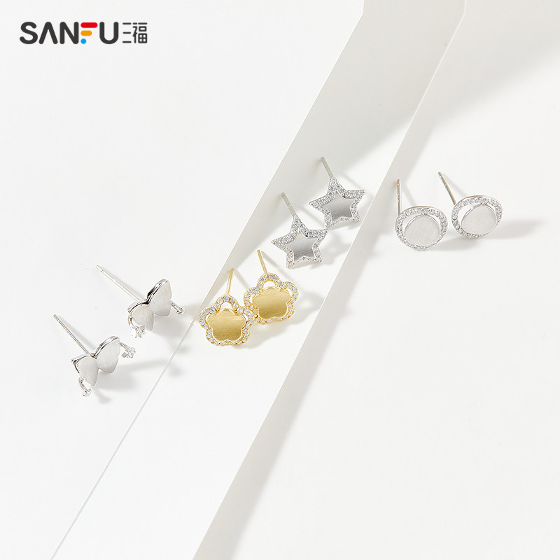 三福925银休闲拉丝耳钉一对 时尚小众通勤首饰配饰耳环839667,淘宝优惠券,粉丝福利购,淘宝优惠卷