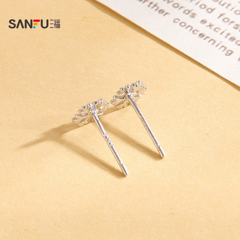 三福925银雪花闪熠耳钉一对 优雅时尚小众首饰配饰耳环851005,淘宝优惠券,粉丝福利购,淘宝优惠卷