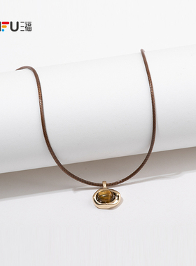 三福复古虎眼系短项链单条 时尚个性小众首饰配饰链条847340