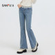 Sanfu Denim Trousers 2025 Autumn Raw Edge Design Retro Flared Pants Women's 496222