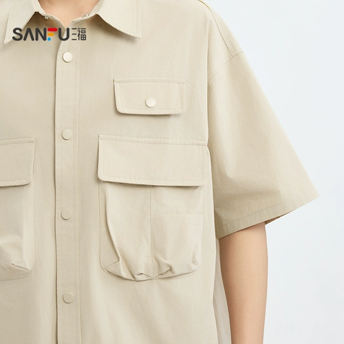 三福 2025 летняя мужская рабочая одежда для рубашки для рубашки для лацката 500066