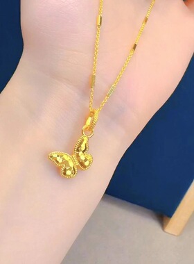镭射碎金金蝴蝶项链女轻奢小众高级感锁骨链精致百搭时尚设计颈链