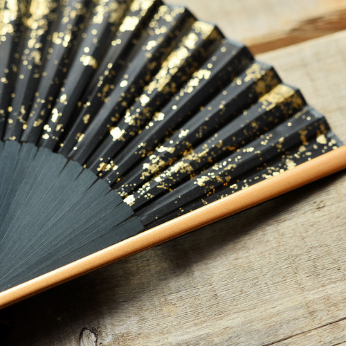 中国风洒金洒银折扇古风汉服随身日式旗袍走秀拍照道具男女式复古 - 图0