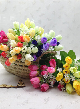 单支假花仿真花束绢花户外插花
