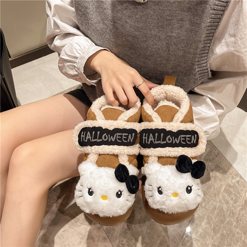 KT猫棉鞋女冬季新款学生防滑保暖小白鞋平底厚底可爱室内包跟棉拖,淘宝优惠券,粉丝福利购,淘宝优惠卷