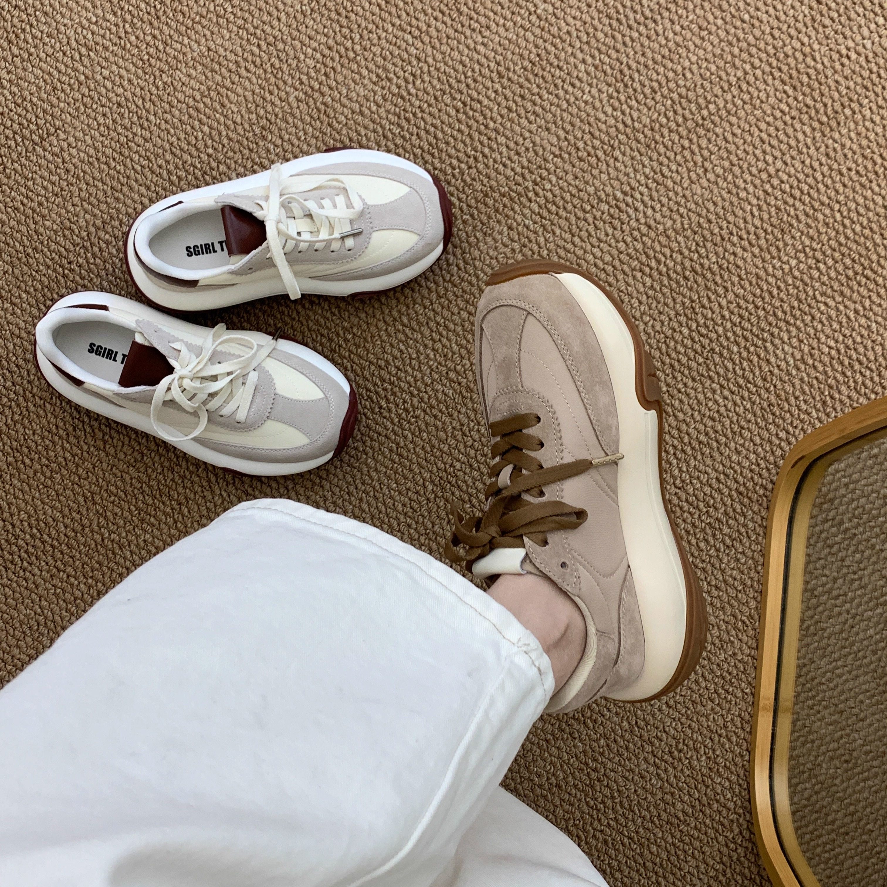 SGIRL TWTW时髦感轮胎底老爹鞋女2026春季新款撞色圆头系带运动鞋,淘宝优惠券,粉丝福利购,淘宝优惠卷