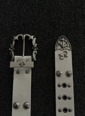 Kzzy vintage中古复古手工金属铆钉重工设计款小众配饰腰带皮带