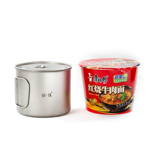Kang Titanium Pure Titanium Water Cup Outdoor Noodle Cup Soups Cup Одиночная -сингл титановый горшок с большой мощностью 900 мл домашнего кемпинга
