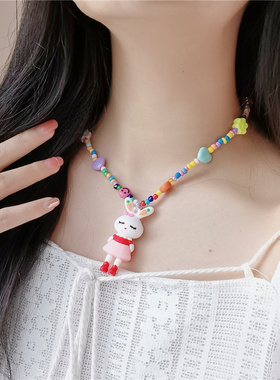 多巴胺小雏菊花朵项链女淡水珍珠