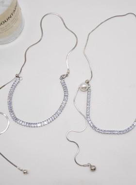 韩式可调节镶钻锆石蛇骨链项链女