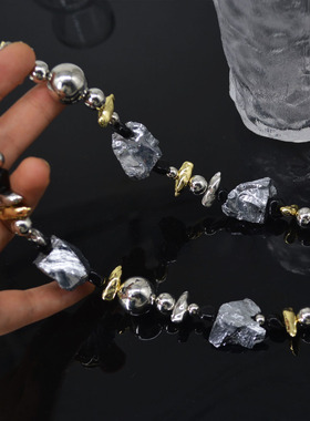 朋克天然石串珠女不规则异形项链