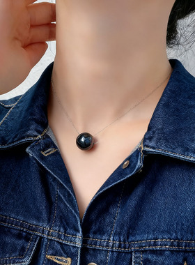 简约极细鱼线单颗珍珠吊坠项链女