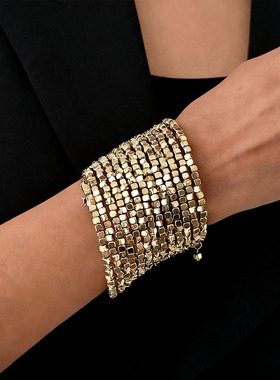 冷淡风多层盘绕正方体串珠手镯女