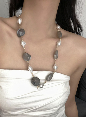 不规则树脂串珠异形珍珠项链女款