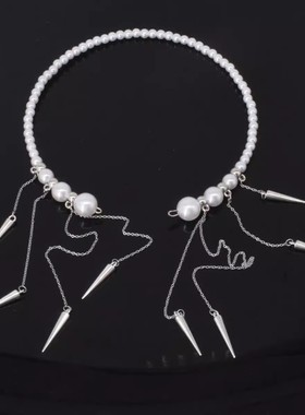 甜酷超仙珍珠铆钉流苏项圈项链女