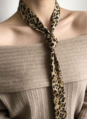 豹纹丝巾围巾薄款项链围脖腰饰品