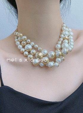 珍珠串复古串珠女葡萄串项链