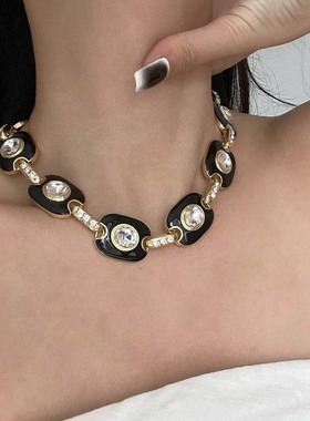 复古宫廷风金属滴油短款项链女