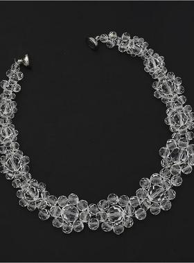 手工透明水晶气质短款磁力锁骨链