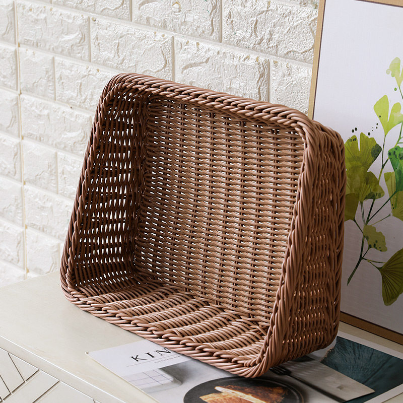 长方形仿藤编收纳筐 零食水果篮斜口面包篮子 超市展示柜篮子梯形,淘宝优惠券,粉丝福利购,淘宝优惠卷