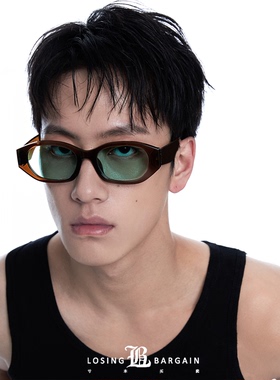 LosingBargain边框椭圆形墨镜