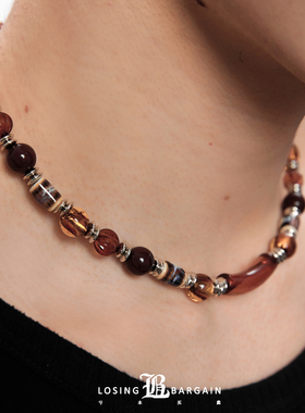 【Losing Bargain】原创古棕色陶瓷复古小众百搭拼接颈链项链男女