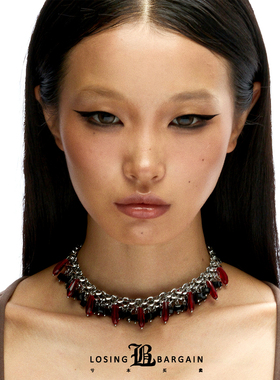 【Losing Bargain】原创小众设计华丽感血红麦穗垂坠感项链颈链