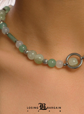 【Losing Bargain】原创清冷感国风新中式仿玉石ot扣项链颈链男女