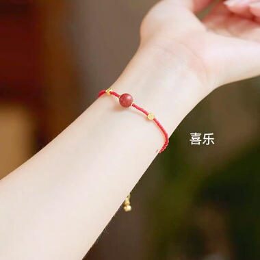 五行含香珠手链 K2 mm红琉璃手工珠子有金木水火土寓意带小k金