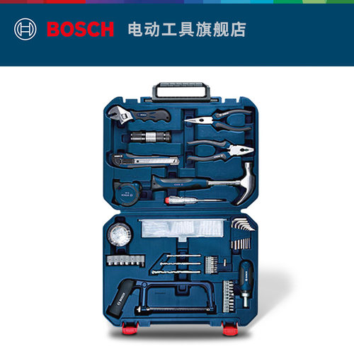 博世家用多功能五金工具箱羊角锤扳手套筒批头手动工具108件套 - 图0