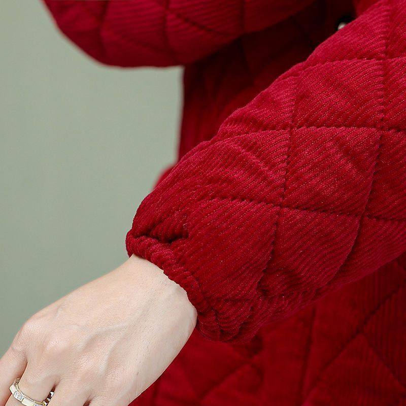 四川省省服冬装女棉衣加绒加厚妈妈罩衣棉袄冬天衣服保暖棉服围裙 - 图1