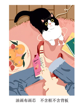 卡通小猫卧室客厅餐厅装饰画多巴胺治愈系儿童房挂画海报可爱画芯