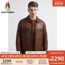 (Sheep Leather) Leisure Steps Mens Autumn Retro made of old leather jacket) PL-22502D